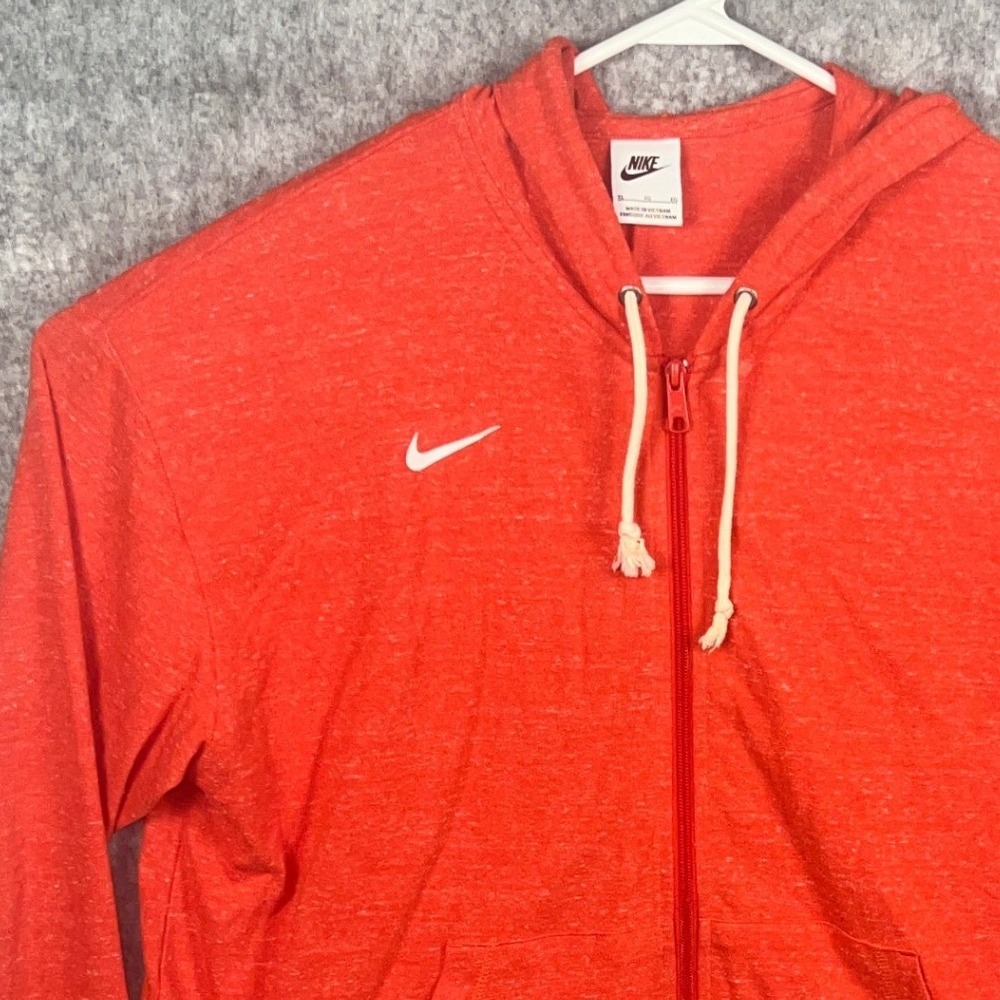Nike Womens Full Zip Hoodie Red Heathered Swoosh Logo XL RN56323